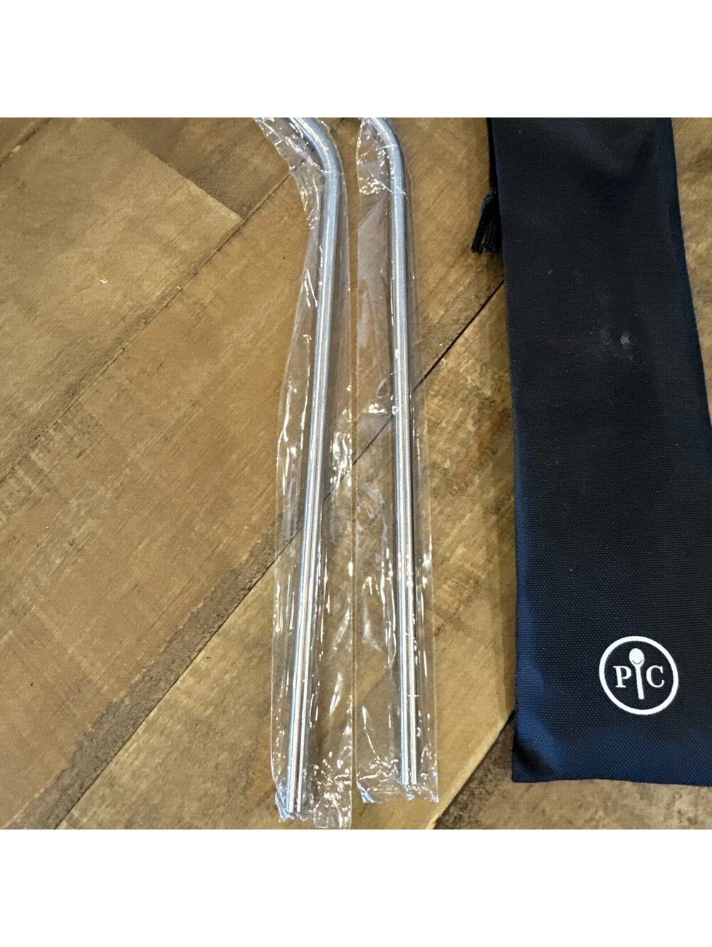 PAMPERED CHEF Set Of 2 METAL STRAWS 100092 Nylon Bag New
